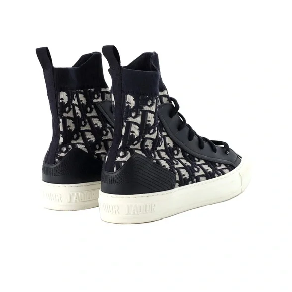 Dior High-Top Sneakers in Navy and White - Picture 2 of 6